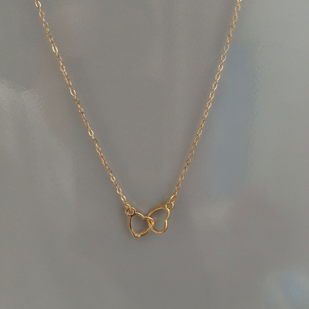 Japanese and Korean Style Ins Cold Style Metal Alloy Peach Heart Double Heart Necklace Women's Ring-Link Small Love Necklace