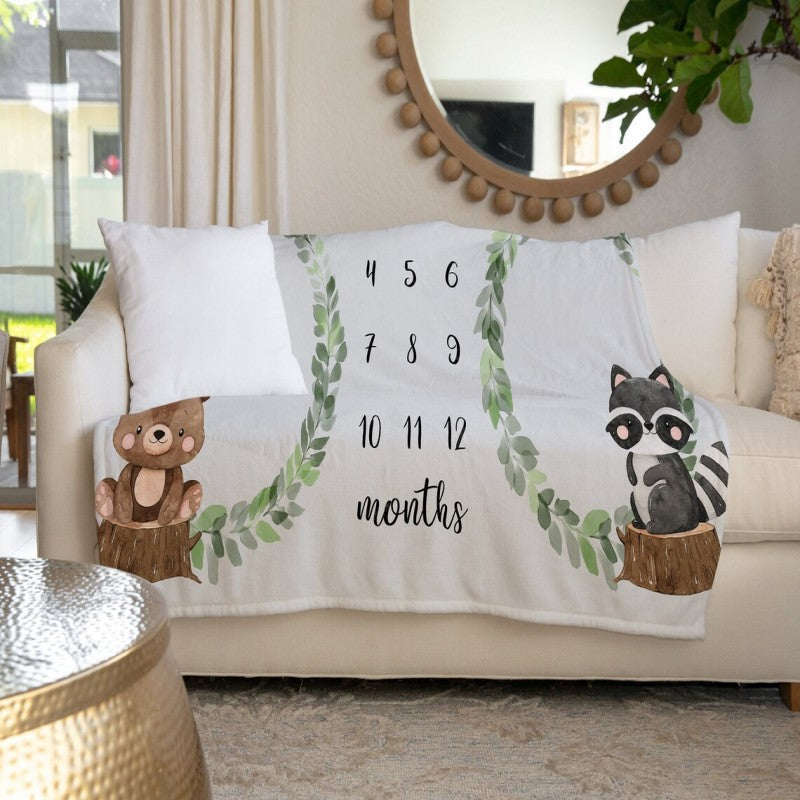 Twins Milestone Photography Blanket Flannel Blanket with Frame Baby Photo Blanket Baby Growth Memorial Blanket
