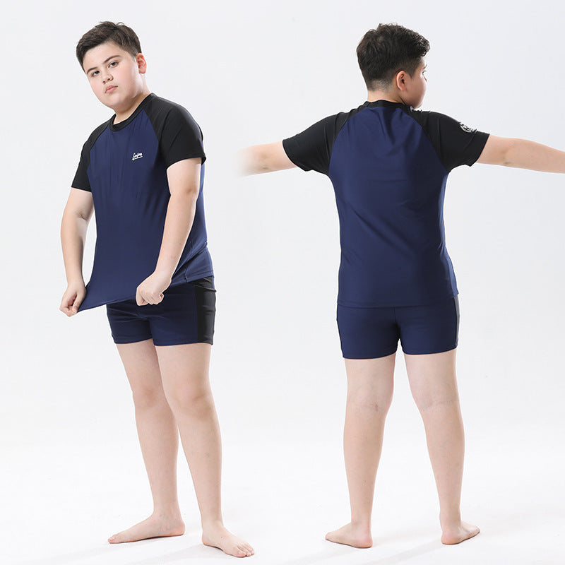 Cross-border Swimwear Children's Swimwear Foreign Trade Big Boys Split Swimwear Plus Fat Loose Quick-drying Fat Children