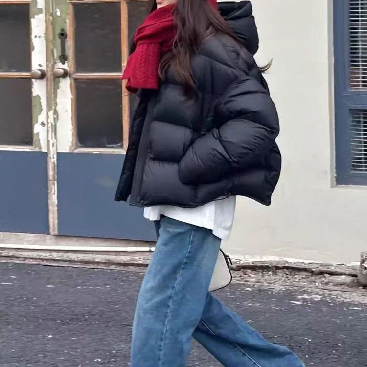 Super Stylish Solid Color Cotton-Padded Jacket for Petite Women, 2026 New Fashion Hooded Cotton Coat Trendy