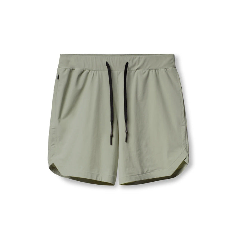 Crazy muscle men's shorts single layer woven quick-drying solid color running fitness sports casual American fifth pants
