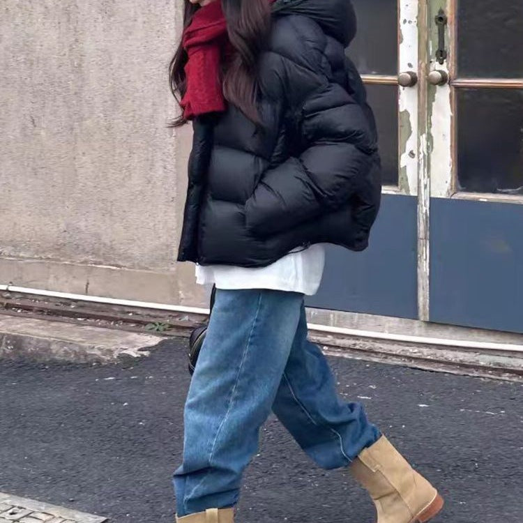 Super Stylish Solid Color Cotton-Padded Jacket for Petite Women, 2026 New Fashion Hooded Cotton Coat Trendy