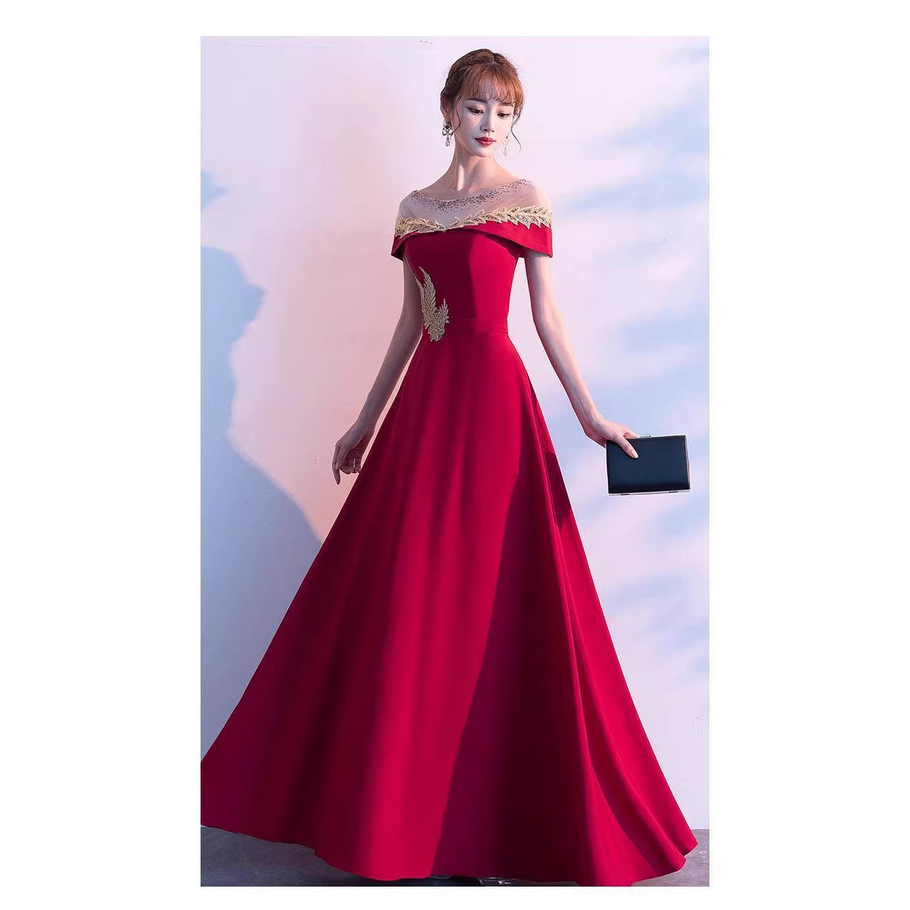 Evening Dress Bride's Toast Dress 2025 Spring Burgundy Homecoming Engagement Petite Wedding Dress Dress for Women