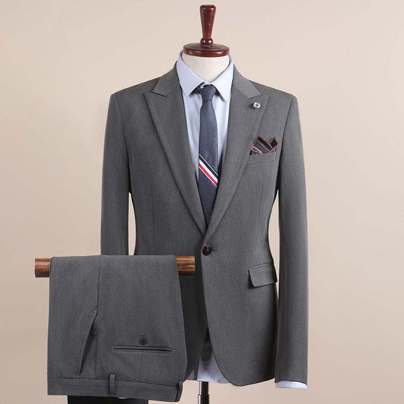 Men's Suit One-Button Three-Piece Set Wedding Groomsman Tuxedo Small Suit Men's Business Formal Wear