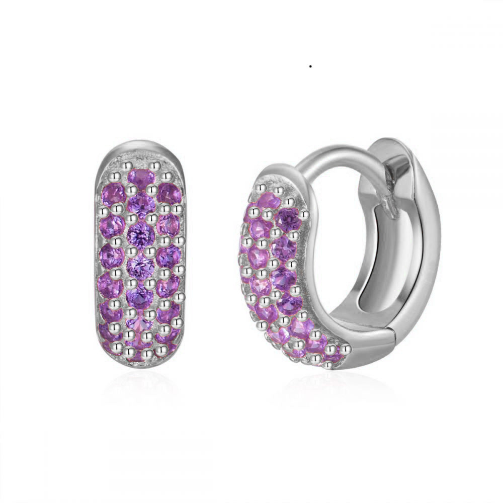 European and American Classic Ins Style Color Zircon Light Luxury Heavy Industry Round Ear Buckle Trendy high quality 24K Gold Plated Earrings