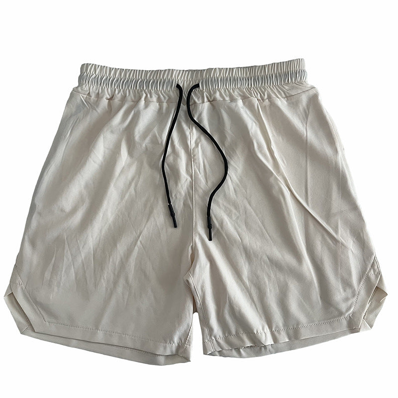 Crazy muscle men's shorts single layer woven quick-drying solid color running fitness sports casual American fifth pants