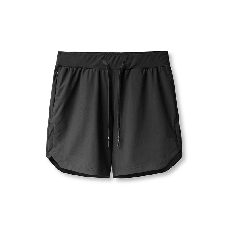 Crazy muscle men's shorts single layer woven quick-drying solid color running fitness sports casual American fifth pants