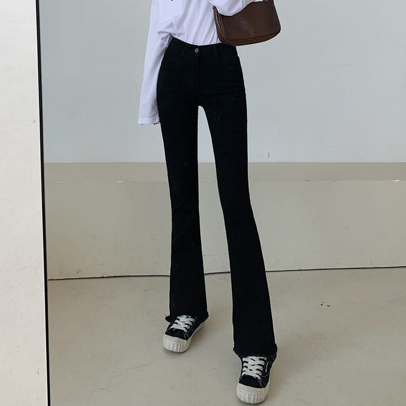 Summer Women's Ruffled Jeans Women's Thin New Micro-flared Pants High Waist Slimming Korean Style Trendy Long Pants for Students