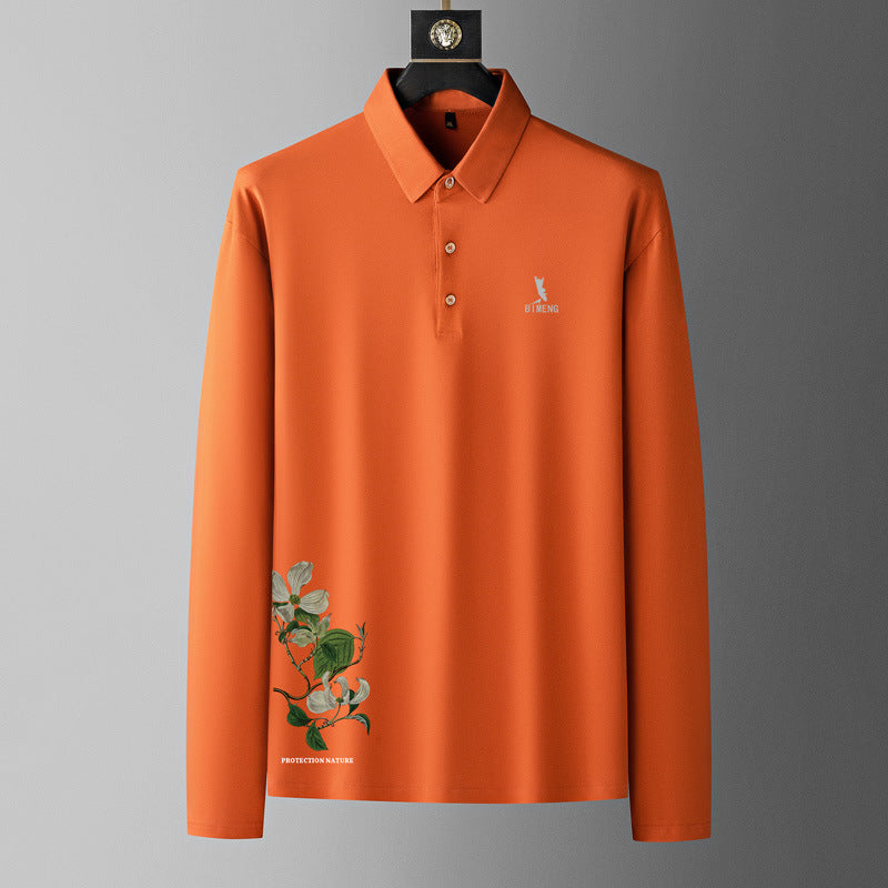Fat guy lapel long-sleeved T-shirt men's plus size polo shirt fat youth autumn T-shirt bottoming shirt