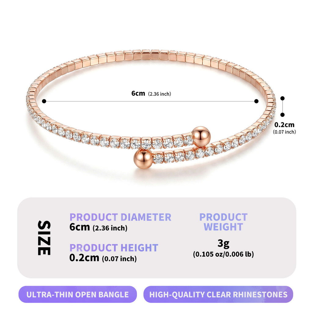 Cross-Border Dropshipping European and American Ins Internet Celebrity Stacked Bracelets, Versatile Rhinestone Bracelets for Daily Use, Fine Ring-Shaped Open Bracelets
