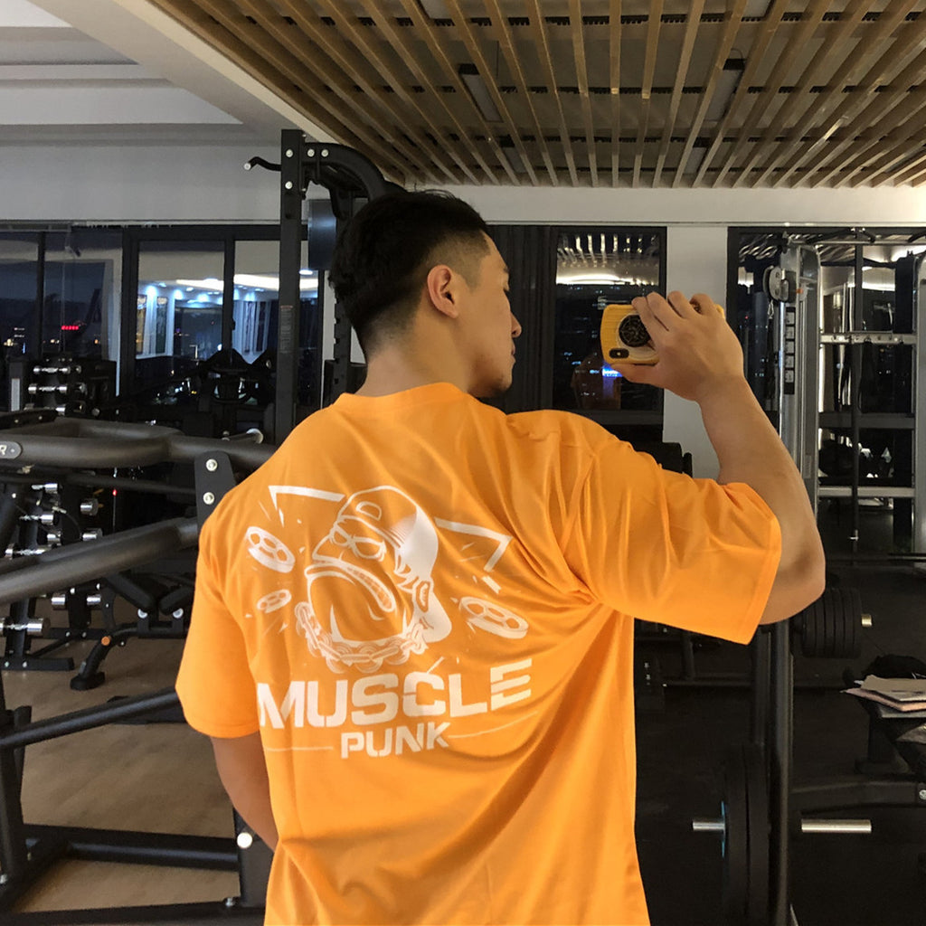 MUSCLE PUNK Original Loose plus size Half-sleeved T-shirt Men's Fashion Brand Printed Fitness Crewneck Top Short-sleeved