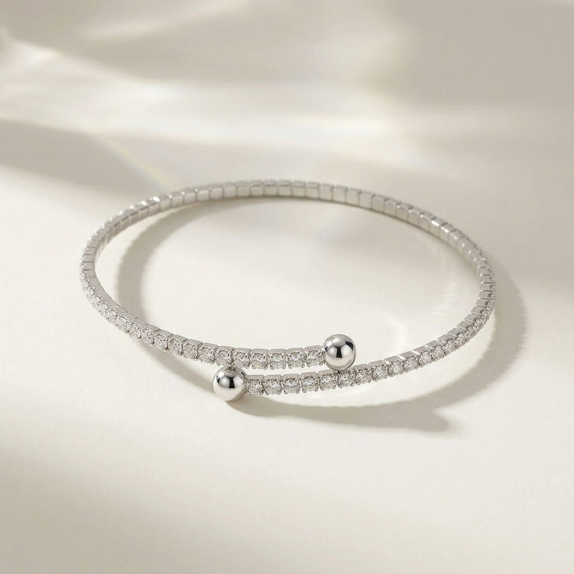 Cross-Border Dropshipping European and American Ins Internet Celebrity Stacked Bracelets, Versatile Rhinestone Bracelets for Daily Use, Fine Ring-Shaped Open Bracelets