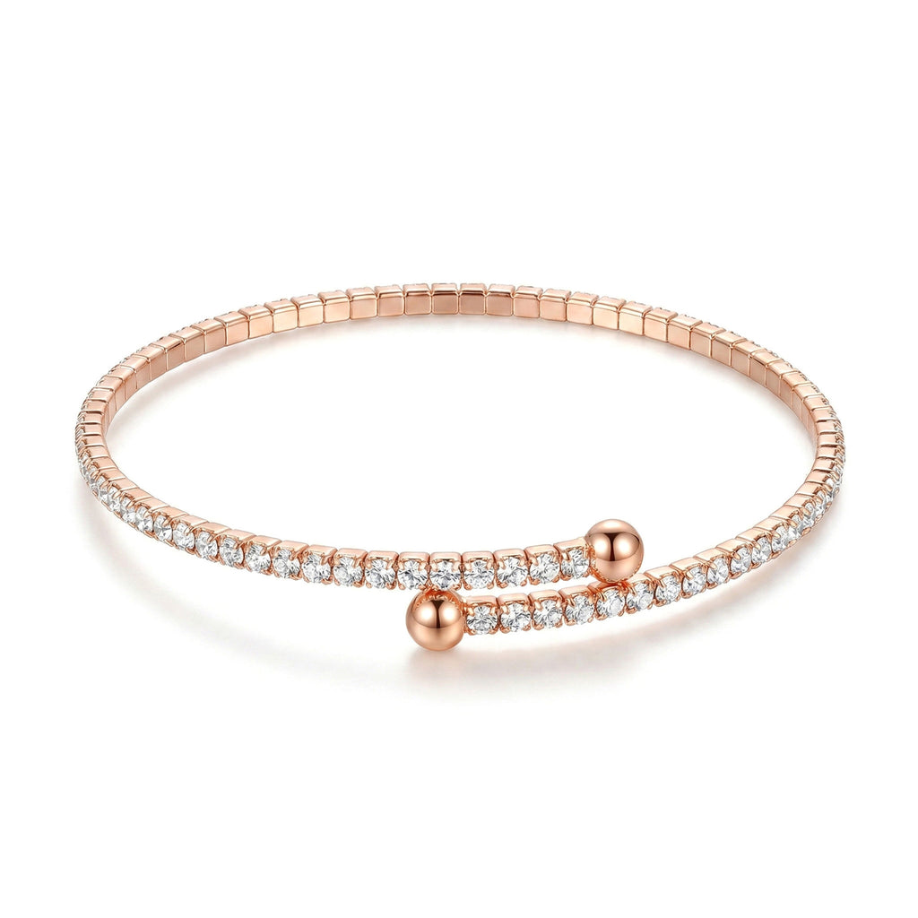 Cross-Border Dropshipping European and American Ins Internet Celebrity Stacked Bracelets, Versatile Rhinestone Bracelets for Daily Use, Fine Ring-Shaped Open Bracelets