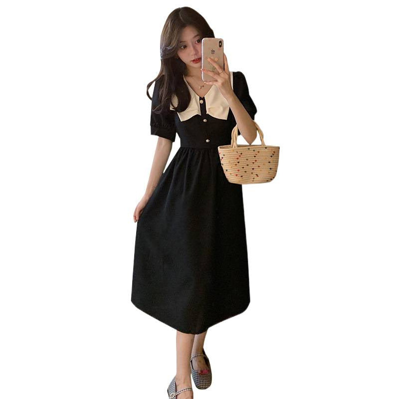 Little Black Dress for Women, 2026 Spring New French Retro Tea Break Hepburn Style Elegant Waist-Slimming Long Dress