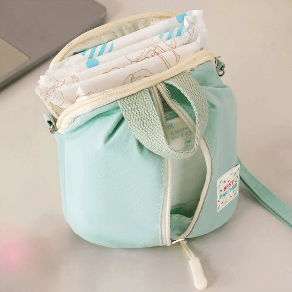Portable Small Sanitary Napkin Storage Bag Macaron Travel Toiletry Cosmetic Case Makeup Organizer Versatile