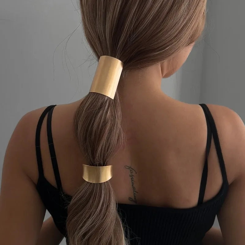 Fashion Irregular Geometric Hair Ties Elastic Hairband Punk Metal Hair Bands Rope Women Bowknot Ponytail Holder Hair Accessories