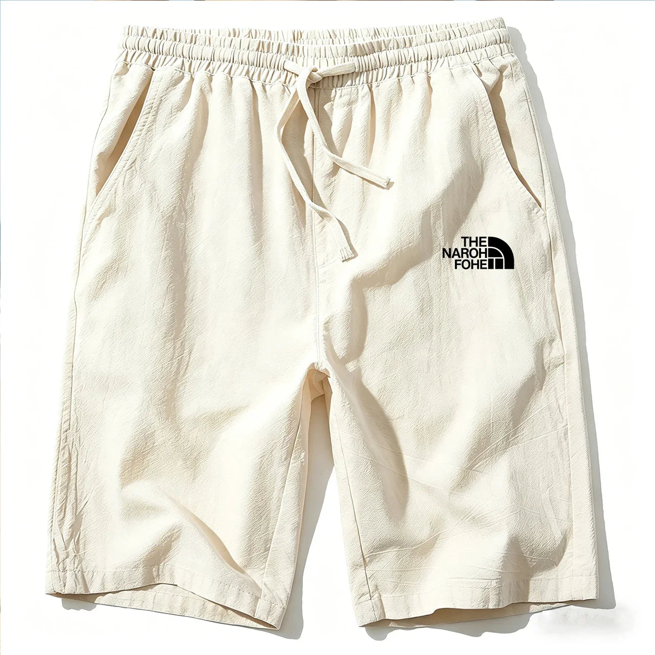 Men Cotton Linen Shorts Summer Lightweight Breathable Casual Beach Style Shorts Basic Solid Color Sweatpants Elastic Waist