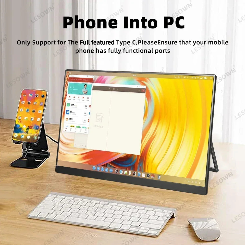 LESOWN 11.6 14 16 inch 4K Portable Monitor 2.5K 120Hz Wide Screen USB-C Display with Holder for Laptop Phone Xbox PS4 PS5 Switch