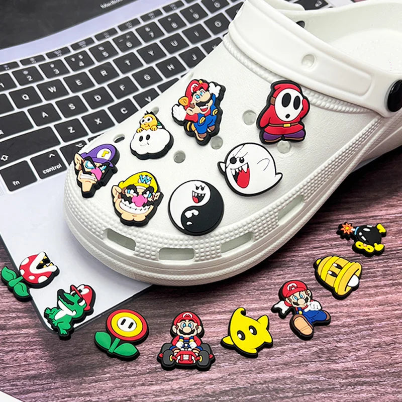 1-100Pcs Jumping Brothers Game Series Shoes Charms PVC Shoe Bag Accessories For Clogs Sandals Decoration Buckle Kids Gifts