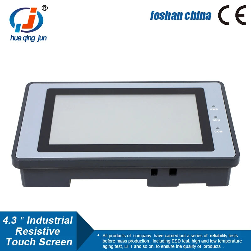 Huaqingjun 4.3" TFT LCD Touch Screen RS485 232 422 Communication DC10-30V Modbus RTU HMI for PLC