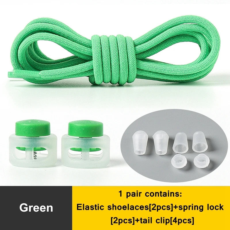 1 Pair Lazy Laces Elastic For Sneakers Snap Lock Shoelaces Without Ties Suitable For Children And Adults Round Shoelace Artifact