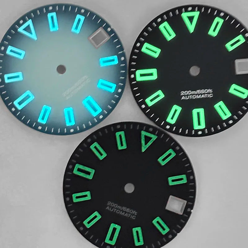 NH35 Dial Matte Dial Hollow Index 28.5mm BGW9 C3 Lume for NH35/NH34 Movement Custom Logo Watch Accessories