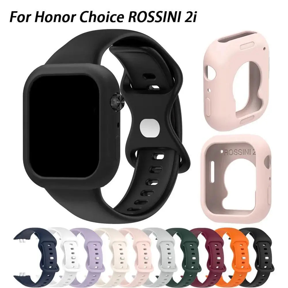 Silicone Watchband Strap+Case for Huawei Honor Choice ROSSINI 2i Smartwatch Bracelet & Case Film Replacement Wrist Band Correa
