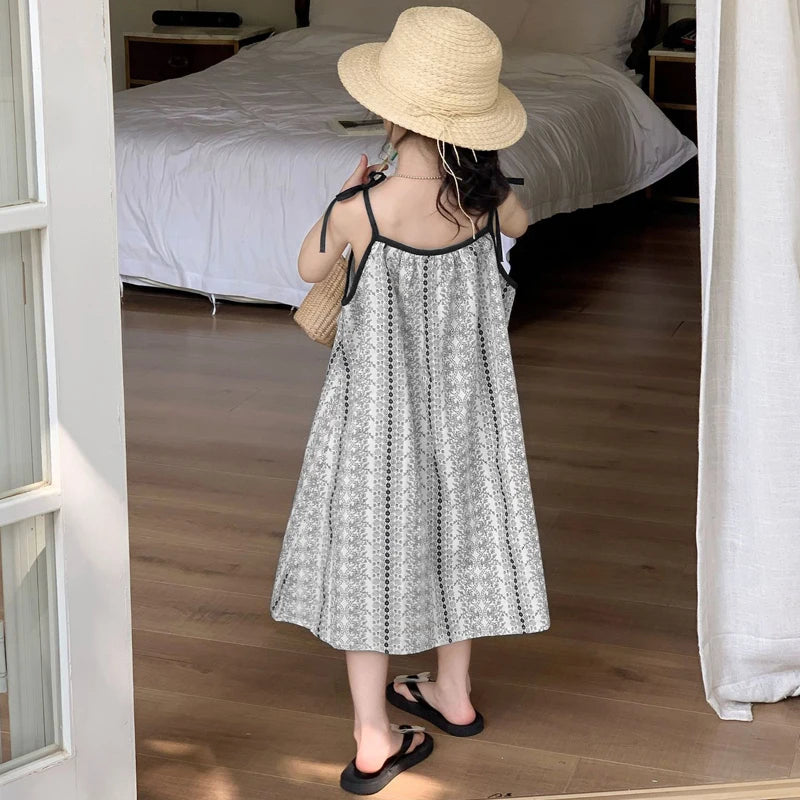 Bohemian printed style vacation dress For 1-9 Yrs Baby Girls 6.1 Children's Day Party Costumes Sleeveless loose beach Dress 2026