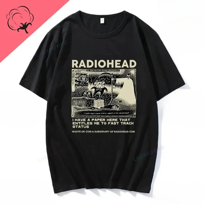 Radiohead T Shirt Men Vintage Classic Tees North America Tour Rock Boy women's tshirt Camisetas Hombre Hip Hop Street casual Top