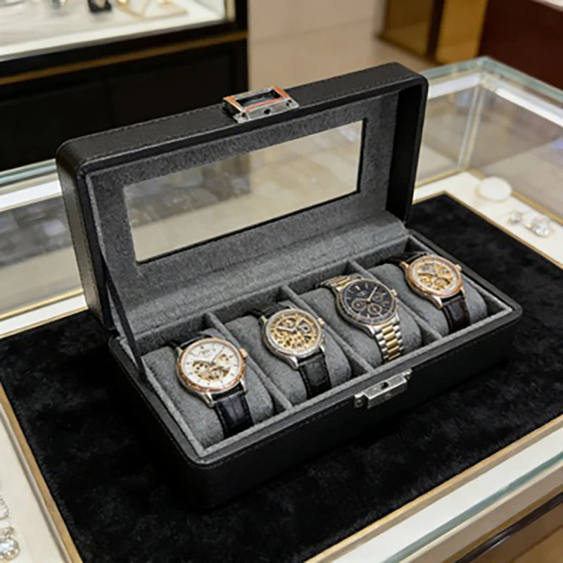 1 pc 4-grid watch box, dustproof with transparent window, watch display and storage box for men and women