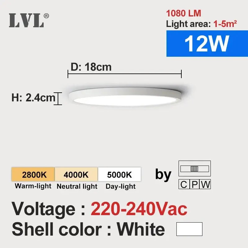 LVL LED Ceiling Light Wood Grain & White 3 in 1 Lighting Colors Home Lighting Kitchen Bedroom Bathroom Round Flush Ceiling Lamp