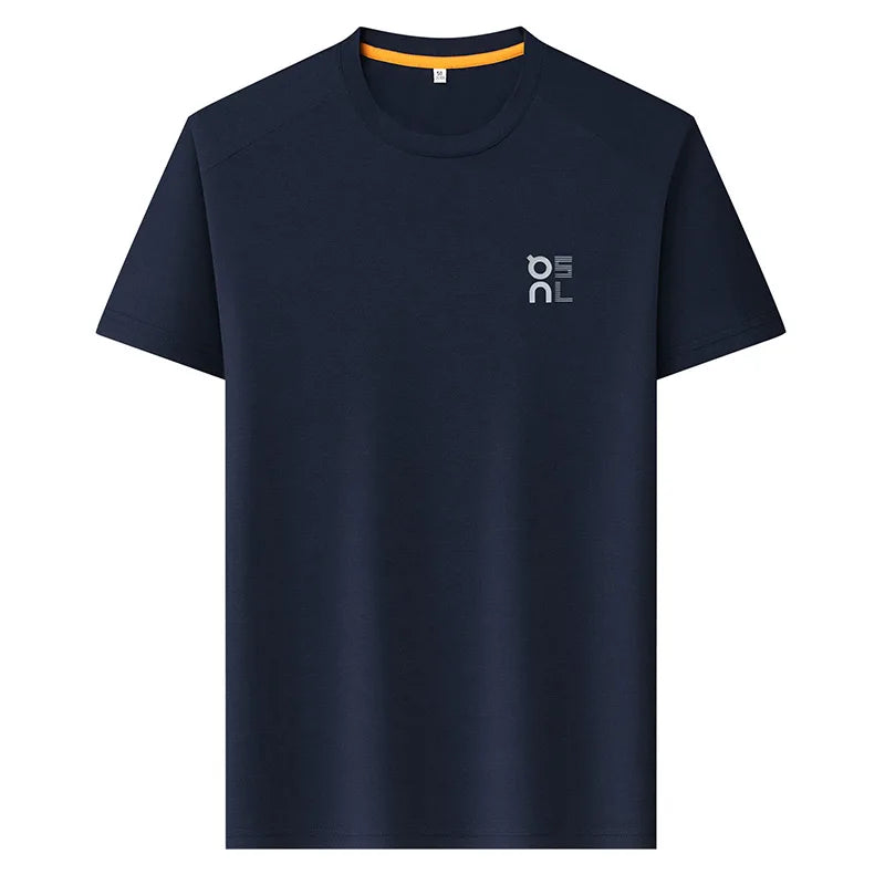 High end brand ice silk short sleeve summer breathable comfort quick drying men's T-shirt fashion printed casual round neck top