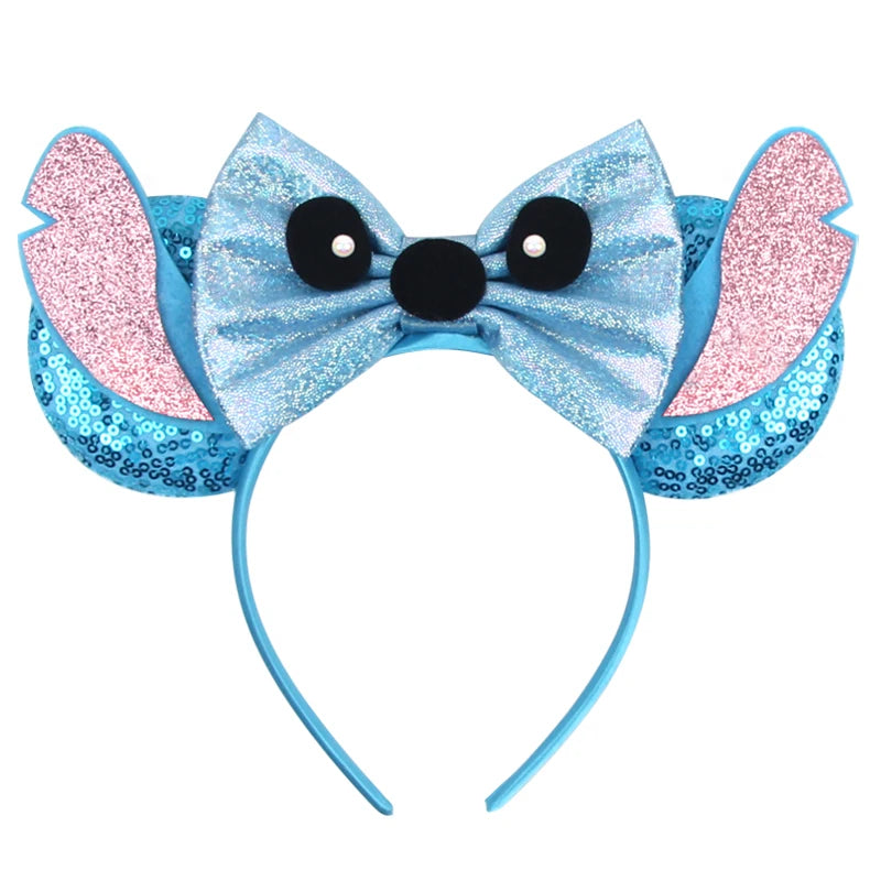 2025 New Style Mickey Minnie Ear Headband Sequin Bows Girl Adult Kids Halloween Party Cosplay Hair Accessories Princess Hairband