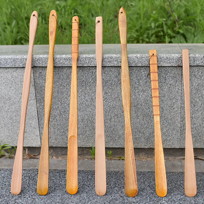 Professional Shoe Spoon Home Tools Durable Professional Wooden Shoe Horn Flexible Wood Long Handle Shoehorn Useful Shoe Lifter