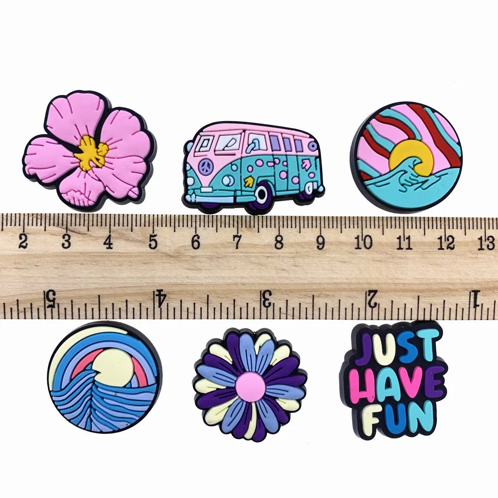 1PCS New Spring Outing Shoe Charms Flower Car Fashion Garden Shoe Accessories For Girls Party Gift PVC Button DIY Cactus Decor