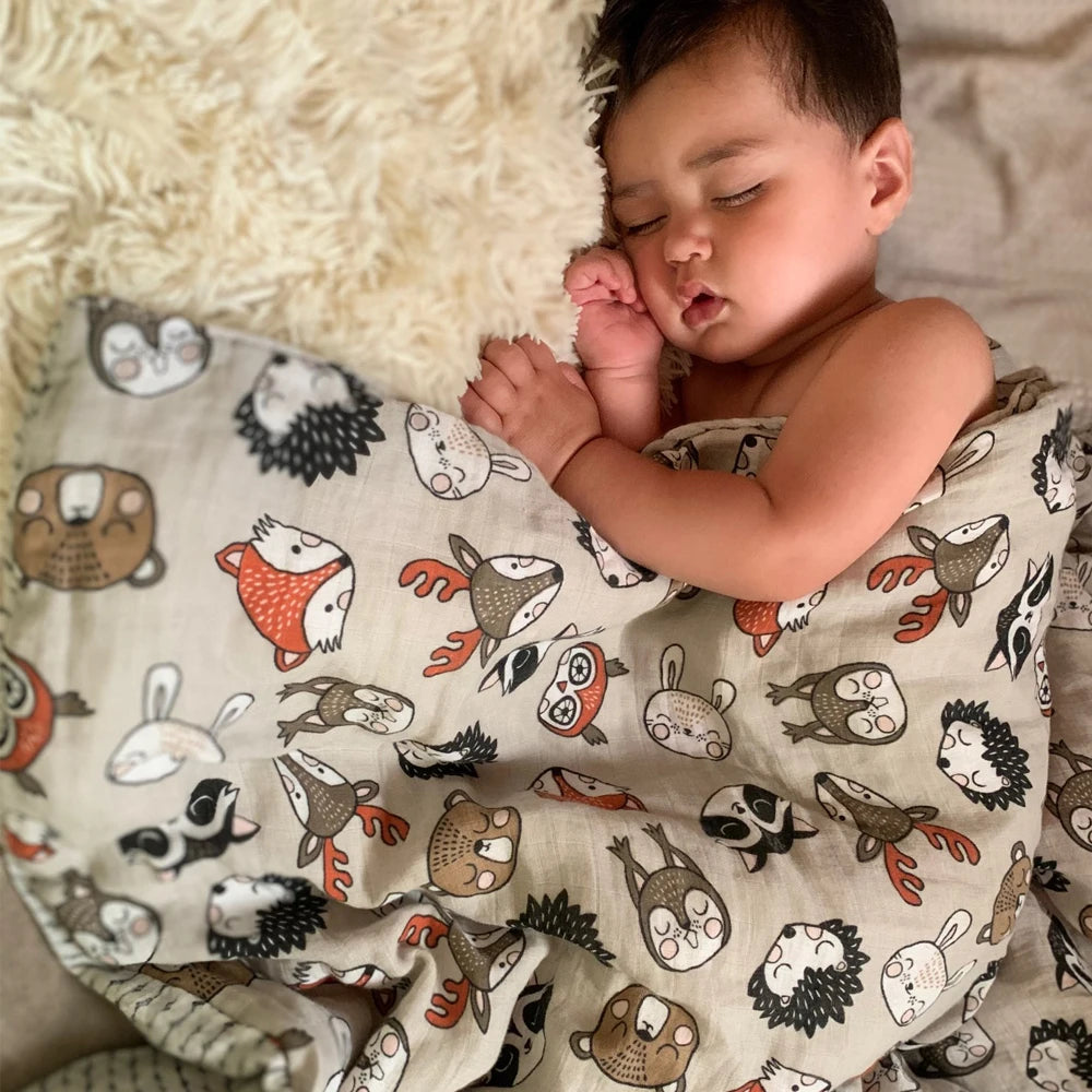 Elinfant 100% Cotton 120*110cm 2 Layers Newborn Baby Bath Towel Wrap Muslin Swaddle Blankets Wholesale Dropshipping