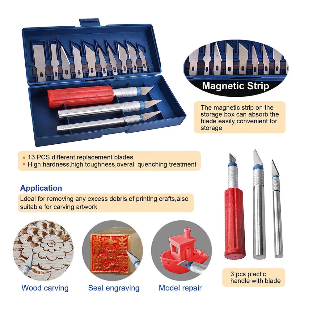 Deburring Tool Kit Engraving Blades Knife Carving Tool DIY 3D Printer Part 3D Model File Cutter Scraper Material Removal Tools