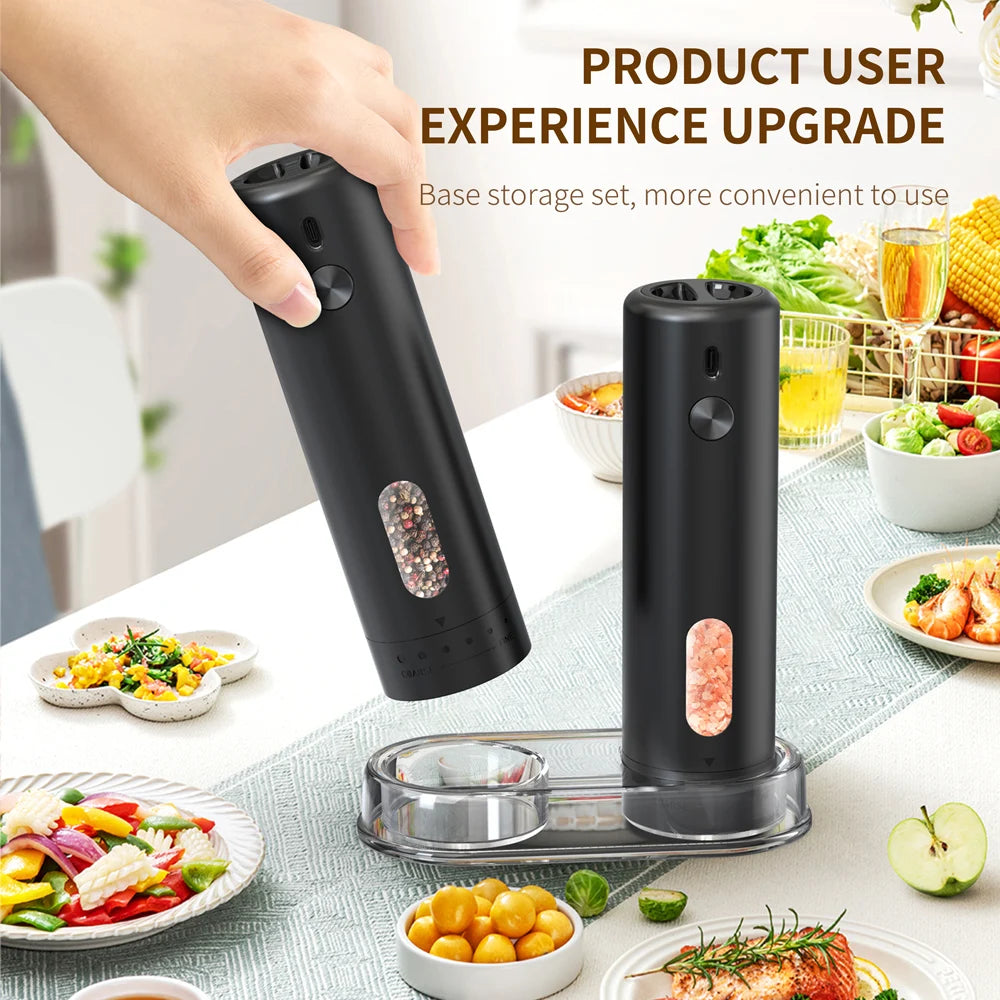 External Adjustable Electric Pepper Grinder Large Capacity Salt and Pepper Mill Rechargeable Electric Spice Grinder Kitchen Tool