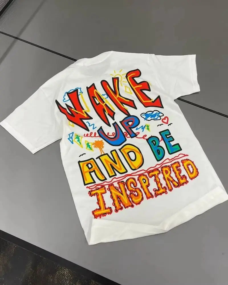 Harajuku Couple Casual Loose Oversized T-shirt Y2k Top Vintage Street Alphabet Print Short Sleeve Men Women T-shirt
