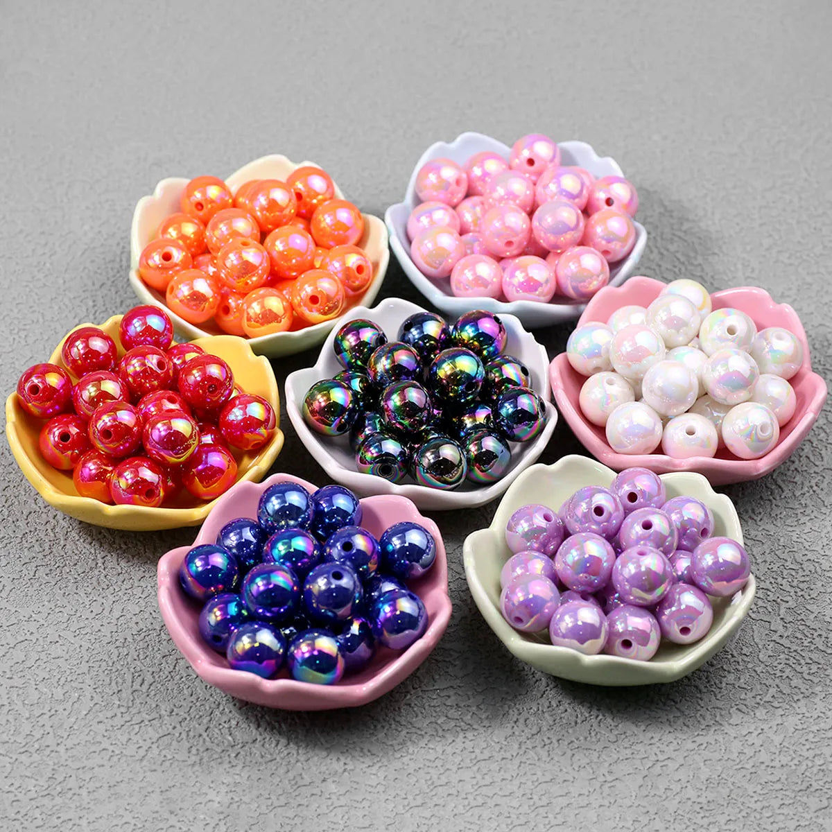 Pen Beaded Acrylic Round Loose Beads AB Color 16mm 20Pcs for Jewelry Making Handmade Craft Supplies Bracelet Necklace Earring