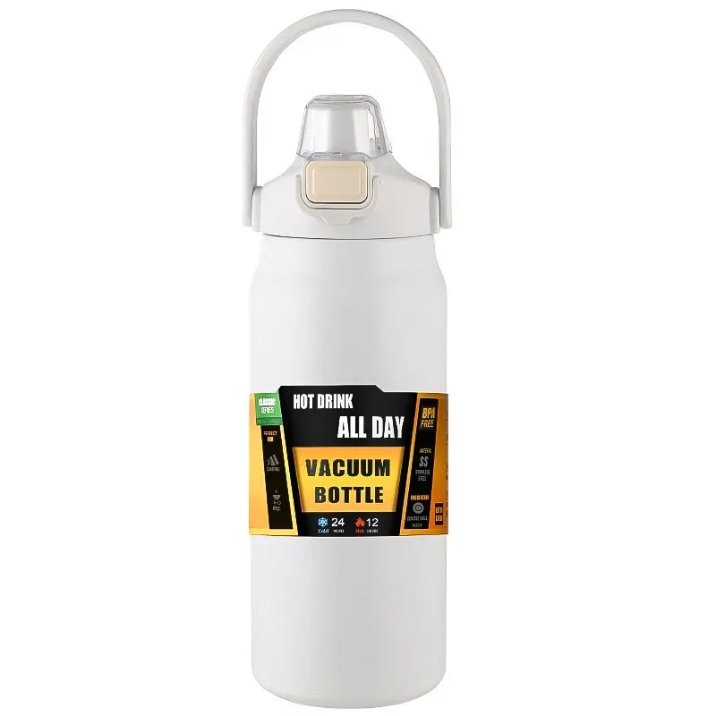 Outdoor Thermos Portable 304 Stainless Steel Thermal Mug, Vacuum Flask Cold & Hot Sports Water Bottle with Straw
