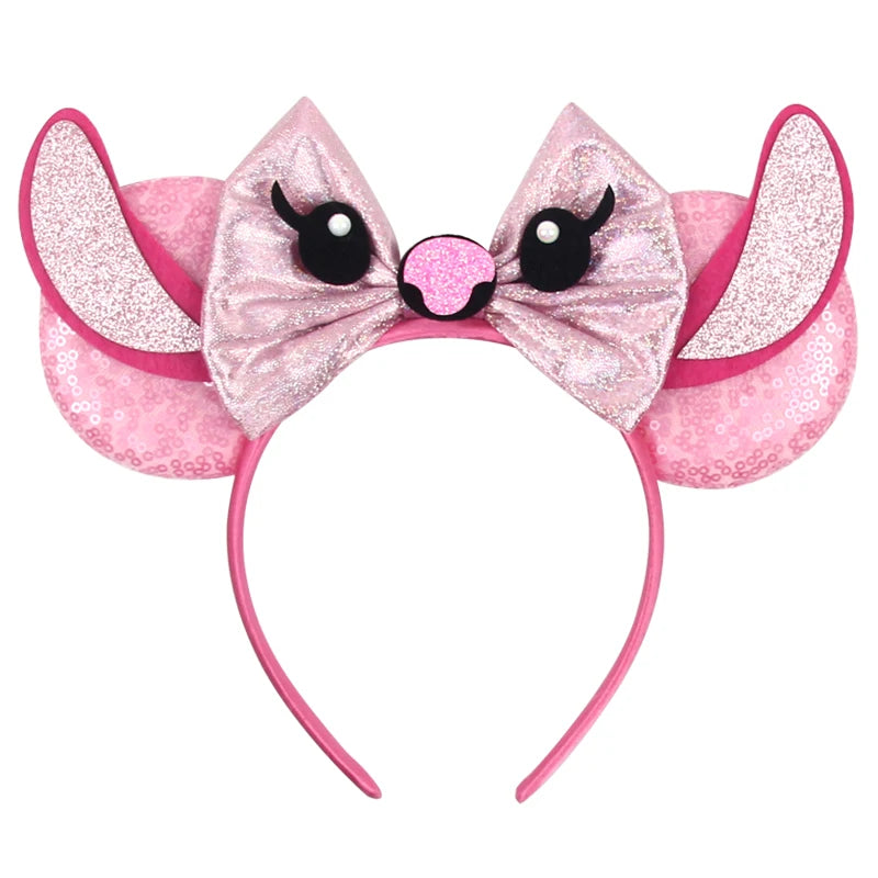 2025 New Style Mickey Minnie Ear Headband Sequin Bows Girl Adult Kids Halloween Party Cosplay Hair Accessories Princess Hairband