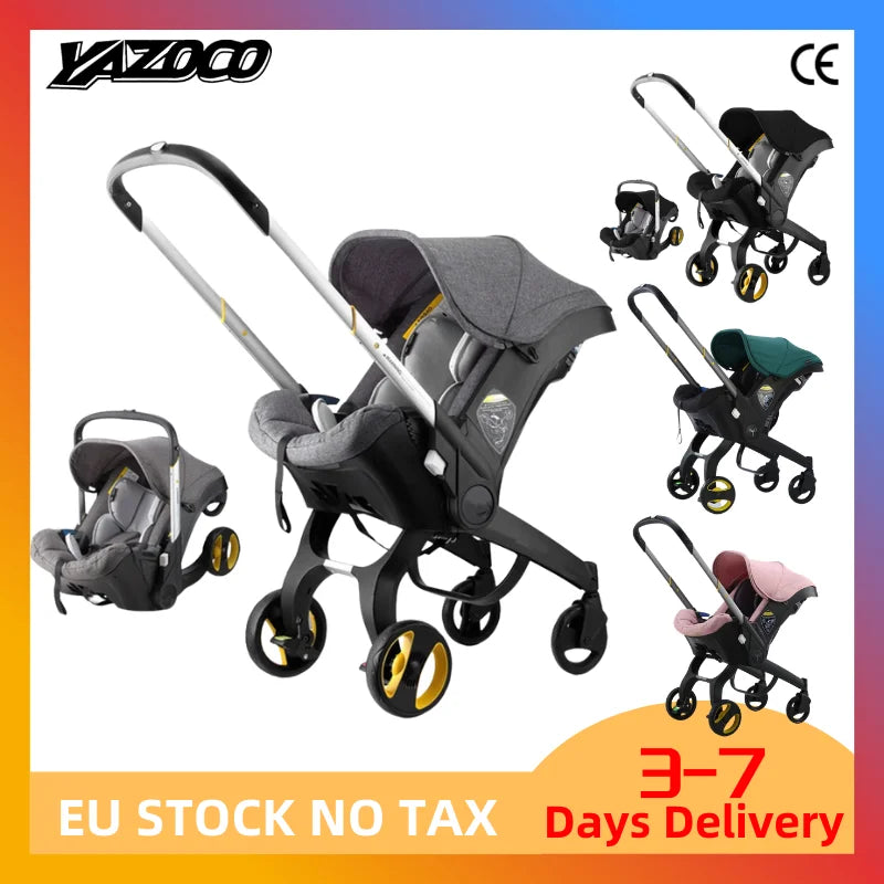 4In1 Baby Stroller, Multifunctional Stroller Foldable with Car Seat Baby Car Carriage Portable Baby Stroller 3in1