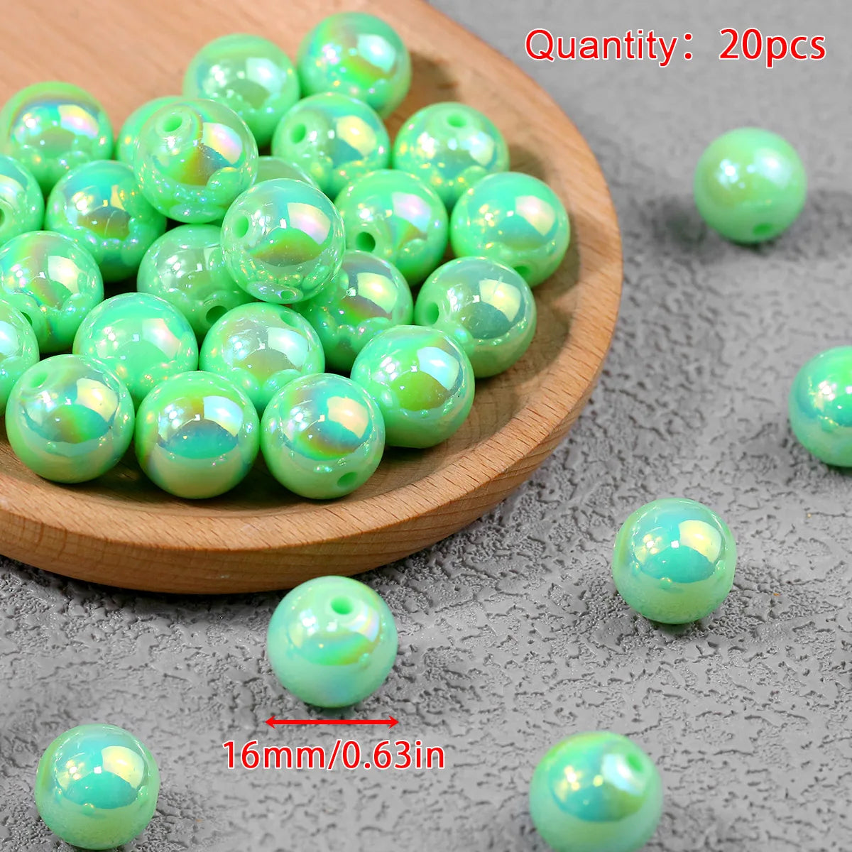 Pen Beaded Acrylic Round Loose Beads AB Color 16mm 20Pcs for Jewelry Making Handmade Craft Supplies Bracelet Necklace Earring