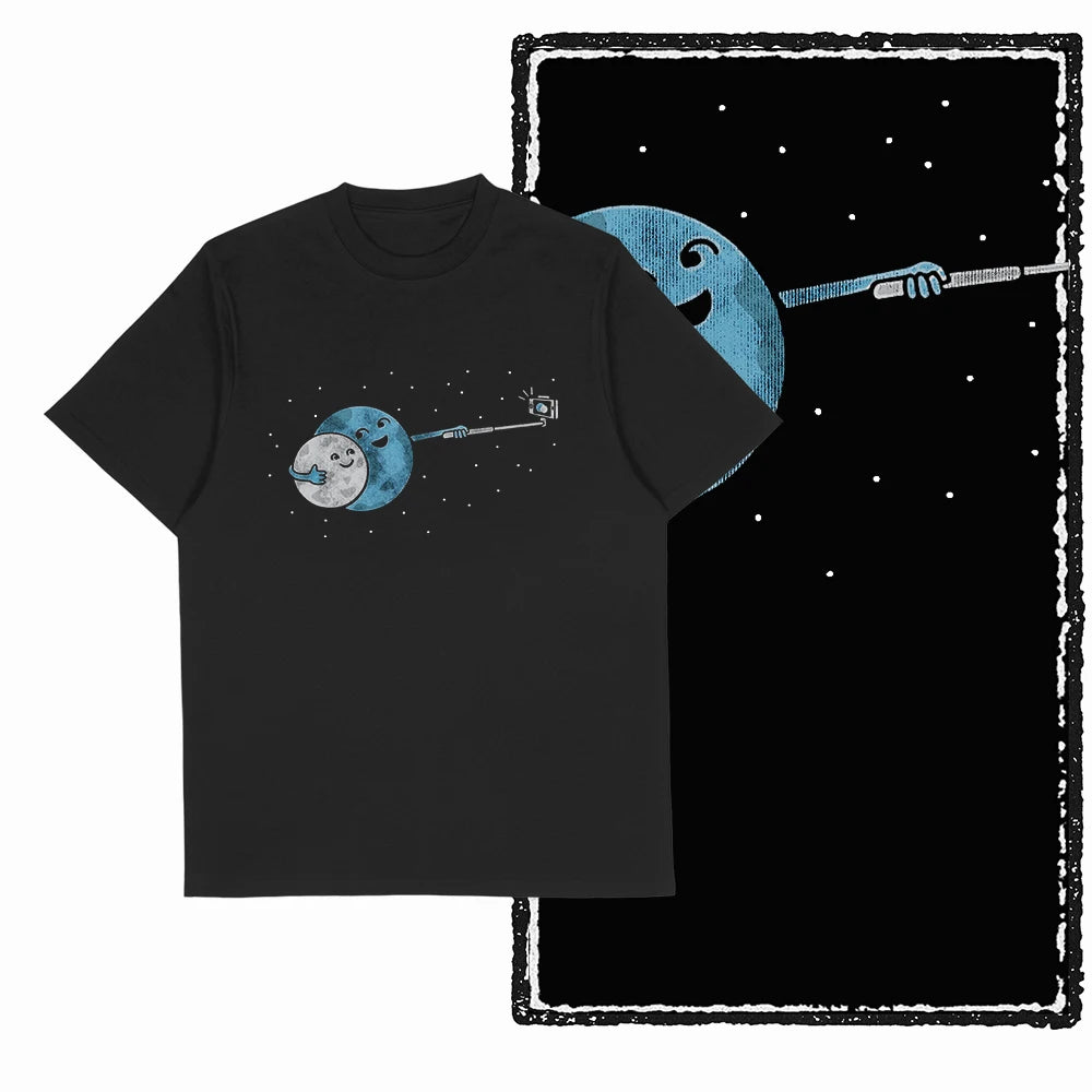 Coolmind SA 100% Cotton astronaut Graphic T shirt fo men Cool Moon print Big Size men tshirt BLACK men's novelty tee shirt