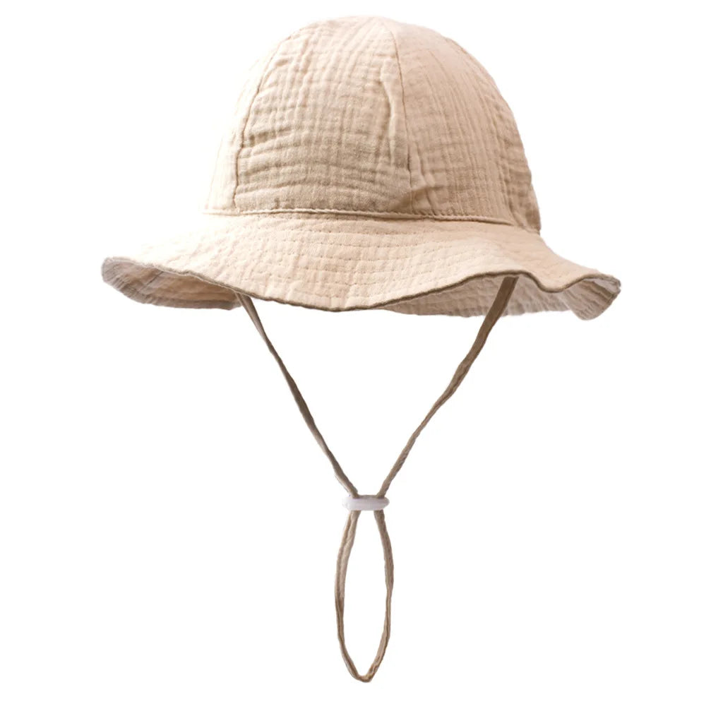 Baby Cotton Bucket Hats New Children Sunscreen Outdoor Caps Boys Girls Print Panama Hat Unisex Beach Fishing Hat For 3-12 Months