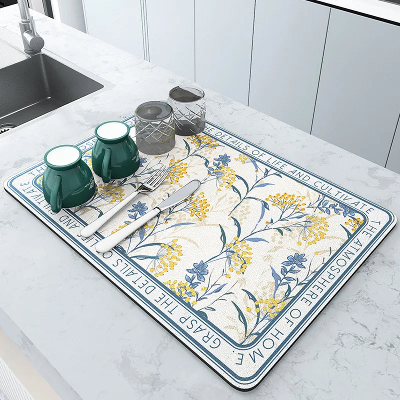 Super Antiskid Large Kitchen Absorbent Draining Mat Super Absorbent Draining Coffee Dish Drying Mat Quick Dry Bathroom Drain Pad