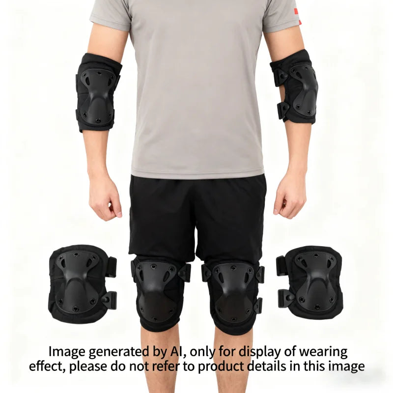 Outdoor Tactical Protective Gear 4pcs Knee Pads Elbow Pads For Cycling Mountaineering Hiking Outdoor Sports Protection