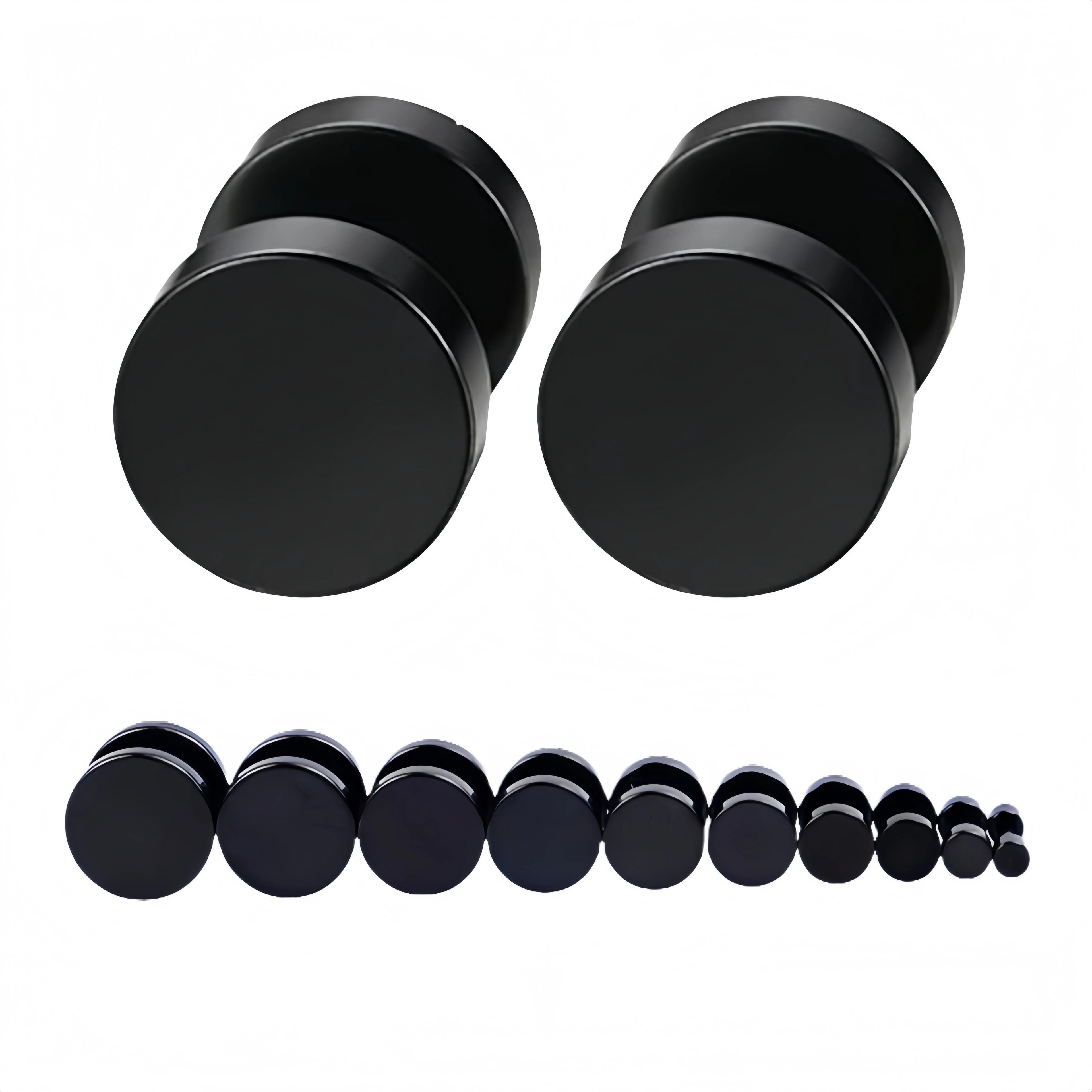 3MM-14MM Black/Gold/Steel Color Dumbbells Men Women's Stud Earrings Stainless Steel Small Round Minimalist Ear Piercings Jewelry