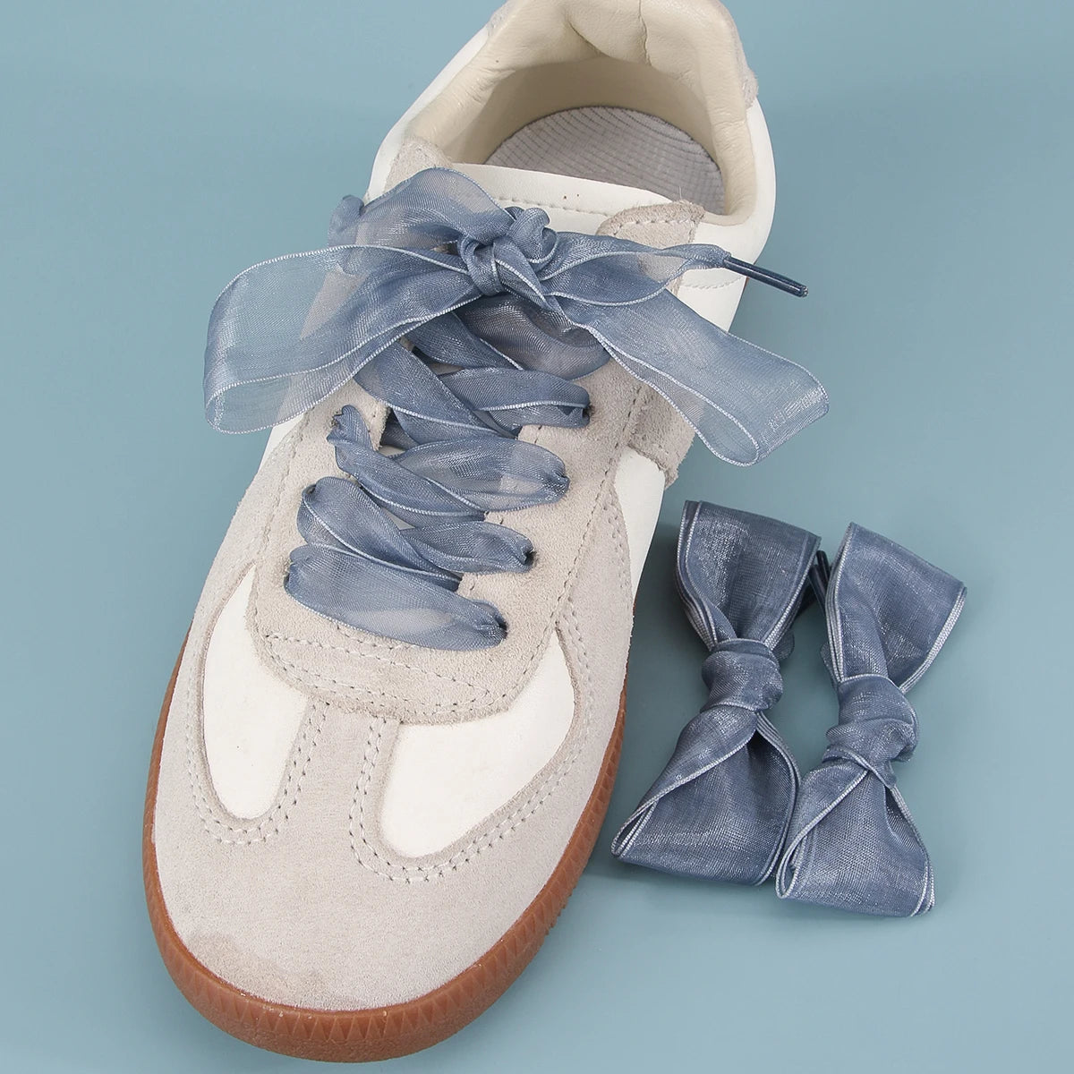 1 PAIRS Fashion Shoe Laces Silk Satin Ribbon Shoelaces Soft Casual Flat Shoestrings for Sneaker 2.5CM Wide&more choices of color